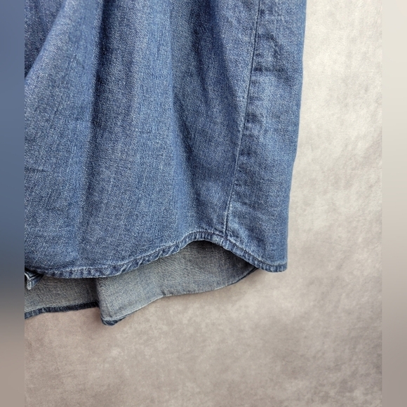 Madewell Dress Small Chambray Denim Blue Long Sleeve Button Front Collared Solid - Picture 8 of 11